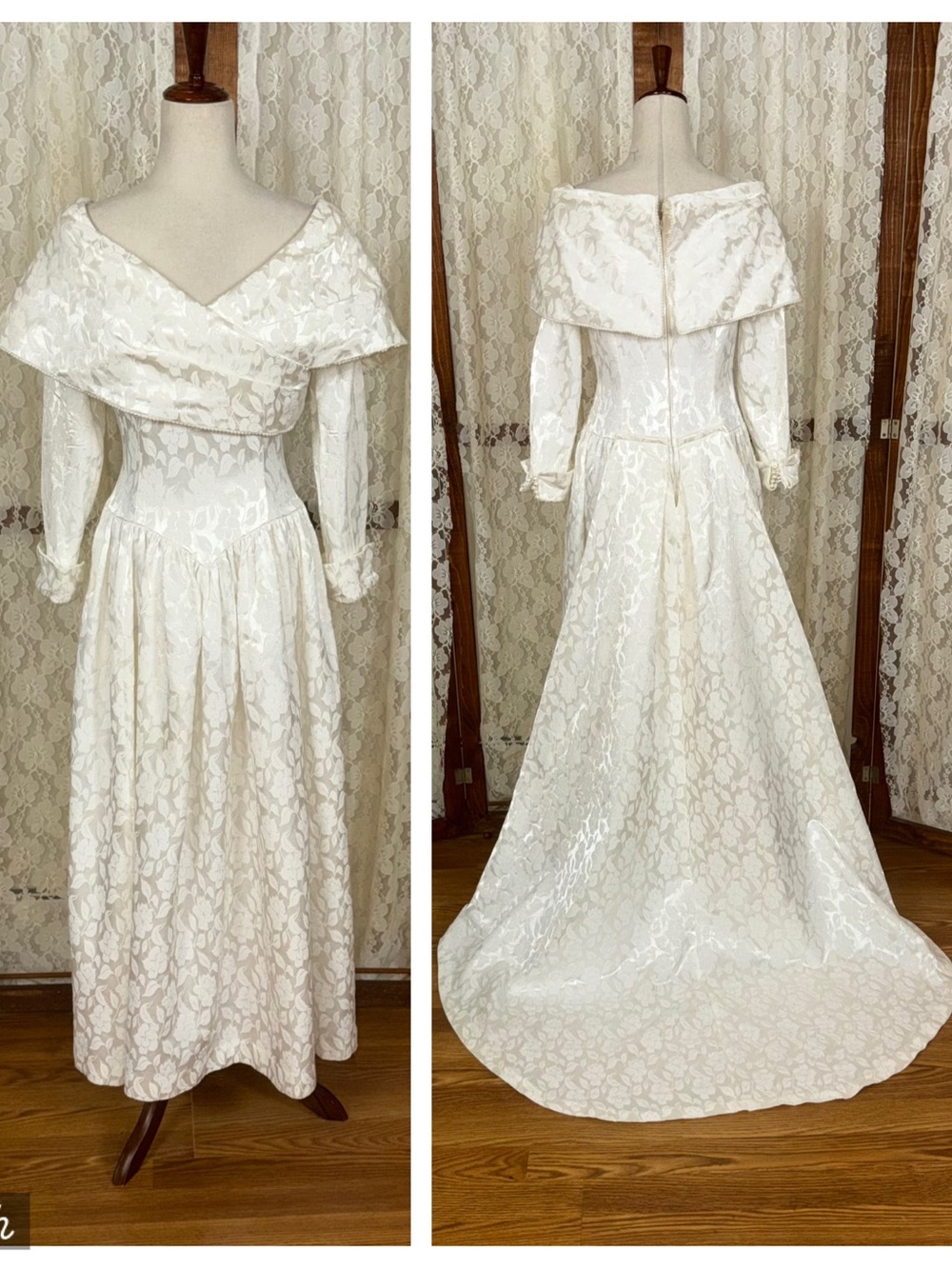 Fabulous Vintage 1980s Jessica McClintock Brocade Tea Length Wedding Gown